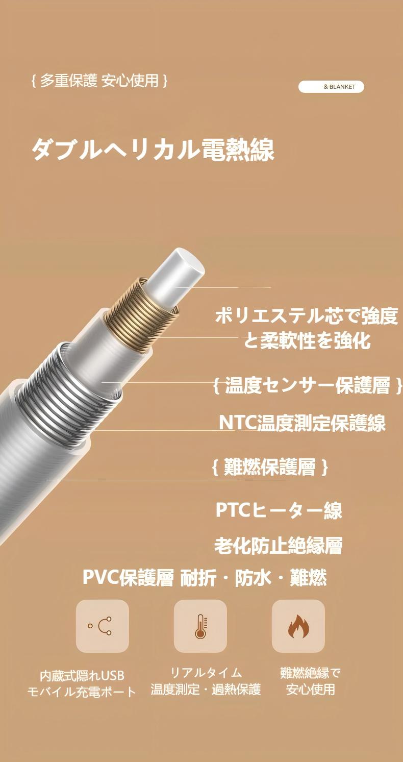 USB携帯型電熱暖身ショールブランケット